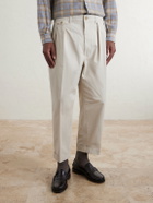 Beams Plus - Pleated Tapered Cotton-Blend Twill Trousers - Neutrals