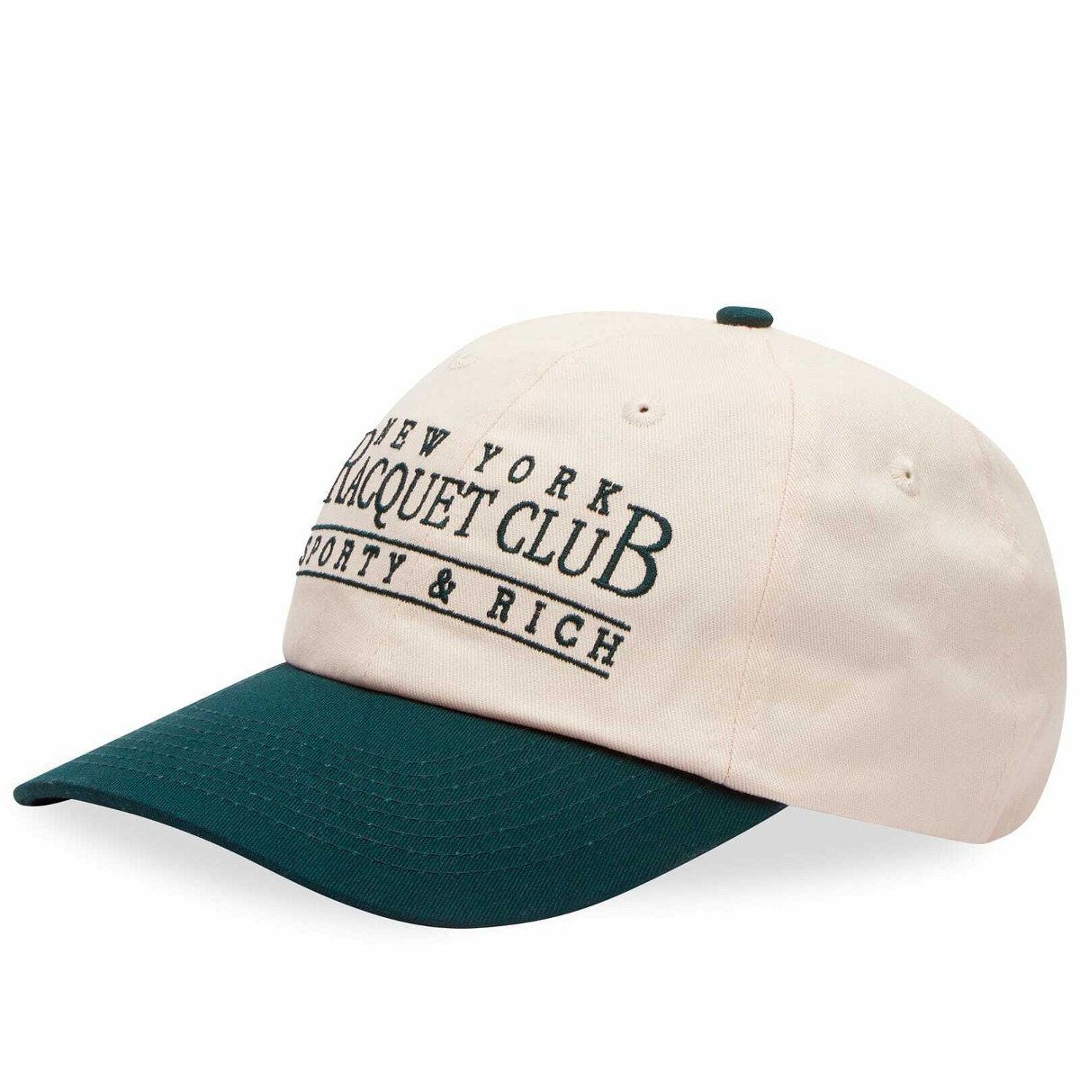 Photo: Sporty & Rich NY Racquet Club Cap in Cream/Forest