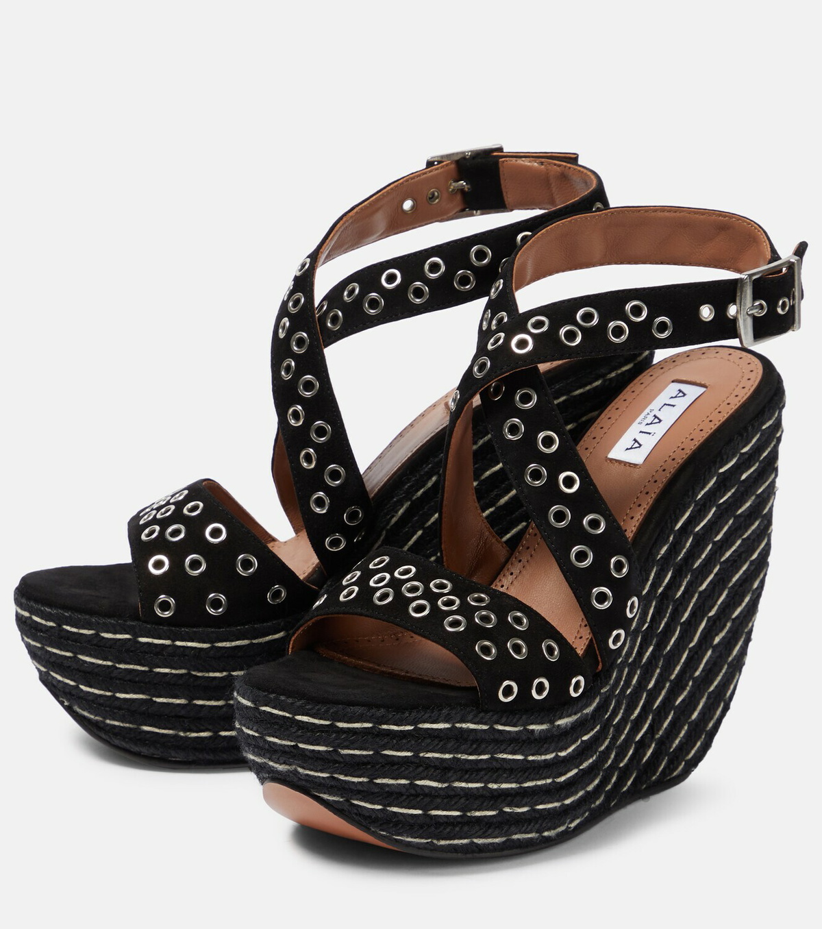 Alaïa Embellished suede wedge sandals