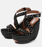 Alaïa Embellished suede wedge sandals