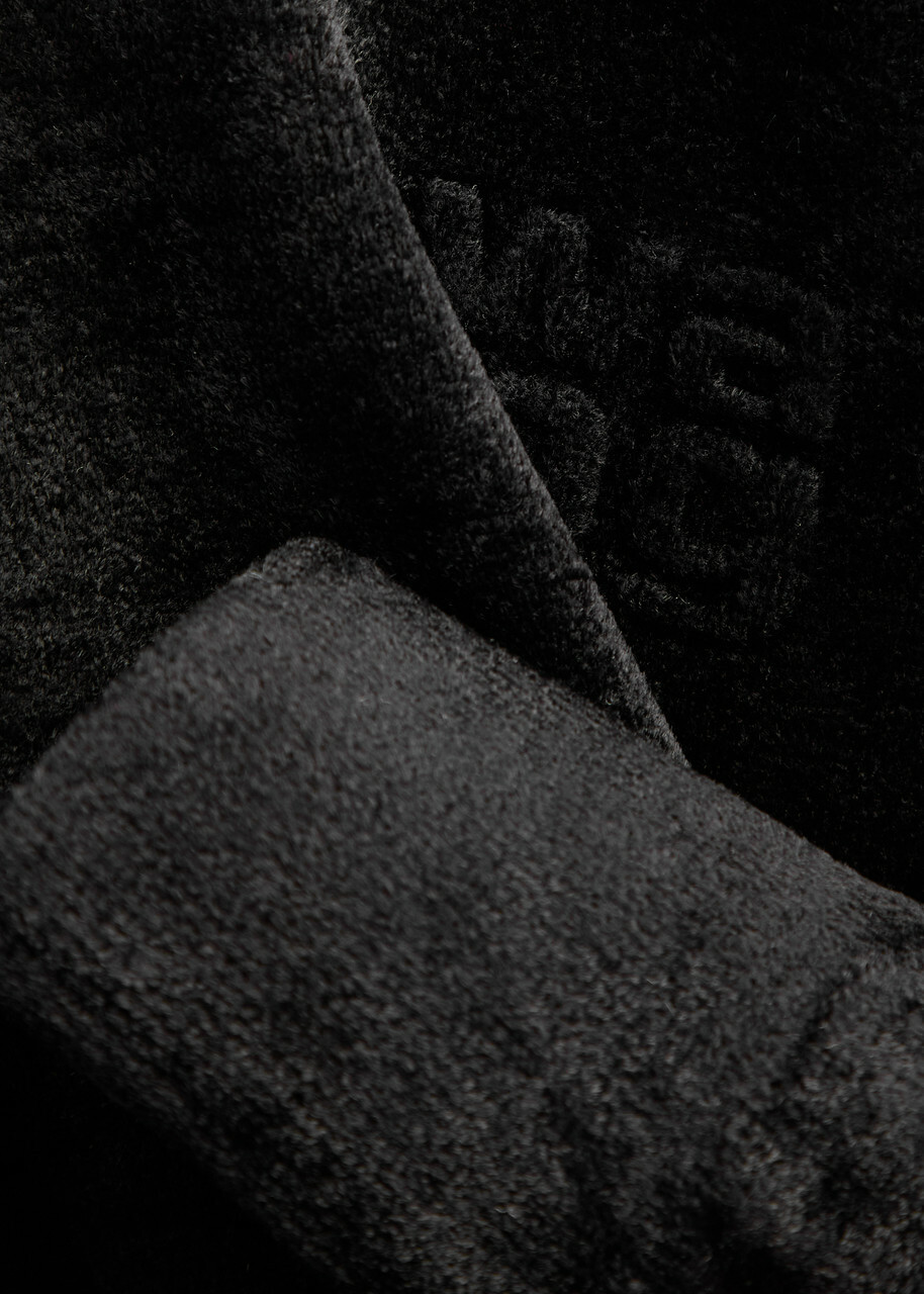 Alexanderwang.t Hooded Cropped Chenille Sweatshirt Black