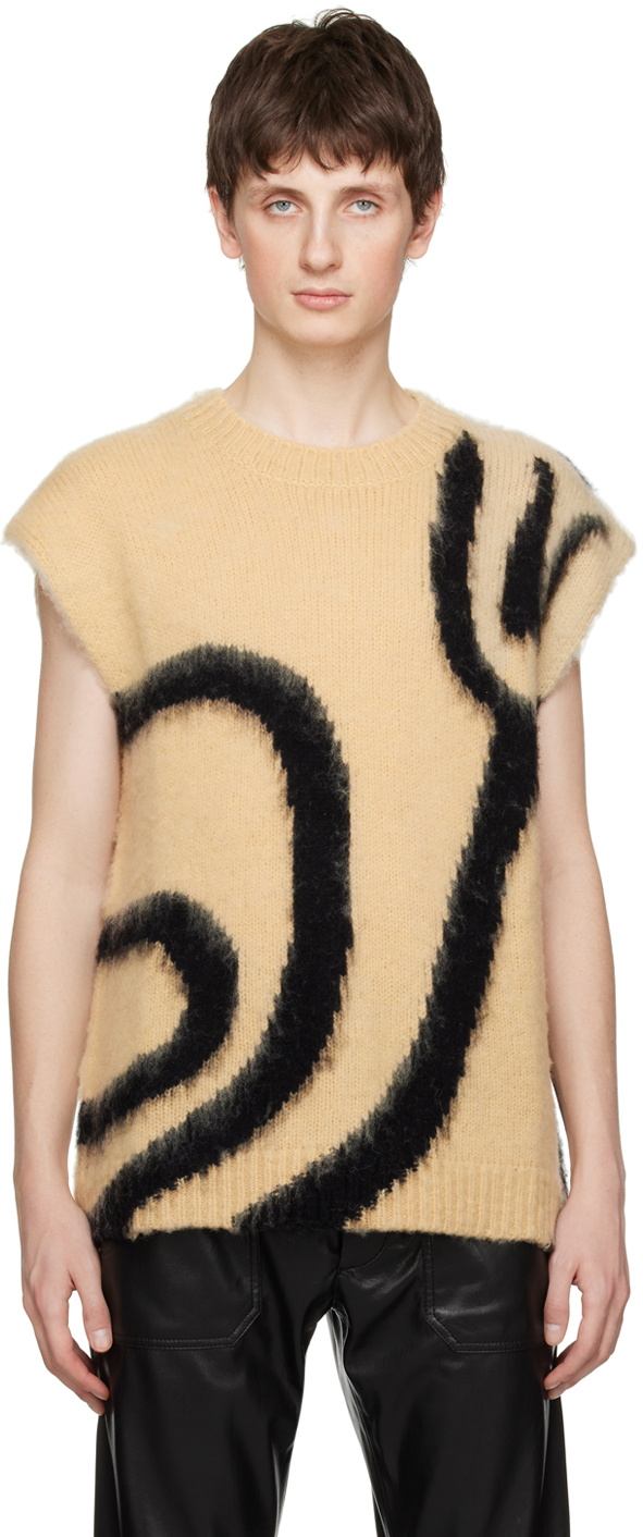 Nanushka Beige & Black Currain Vest
