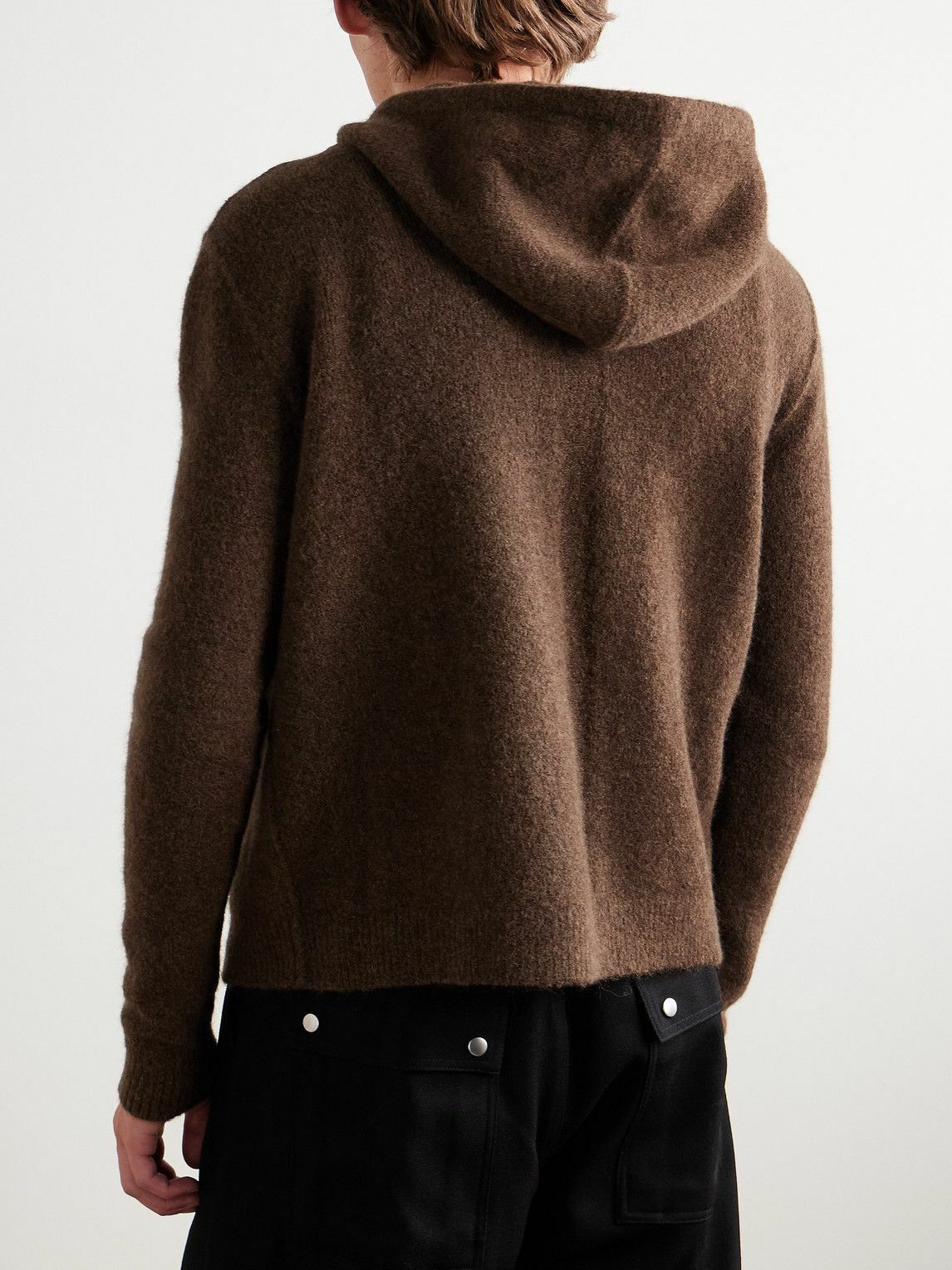 パーカー・フーディ Rick Owens Wool Sweatshirt Rick Owens - Textured-Knit Zip-Up Hoodie - Brown Rick Owens