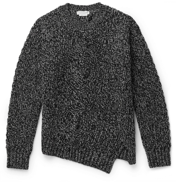 Photo: Alexander McQueen - Cable-Knit Mélange Wool and Cashmere-Blend Sweater - Black