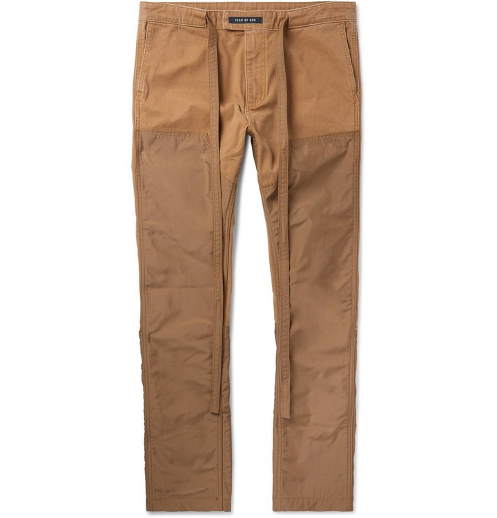 Photo: Fear of God - Slim-Fit Panelled Cotton-Canvas and Nylon Trousers - Beige