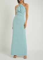 Solace London Riva Draped Crepe Gown Light Blue