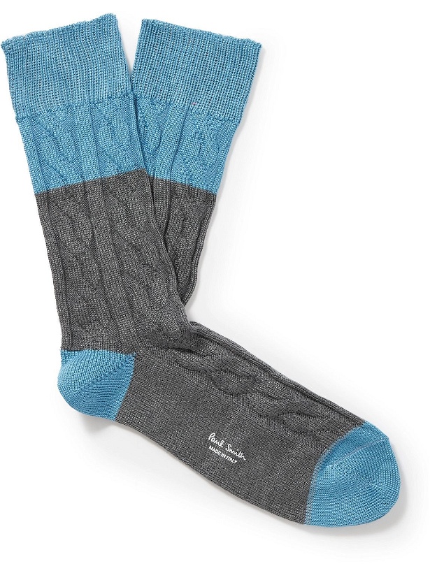 Photo: Paul Smith - Two-Tone Cable-Knit Modal-Blend Socks