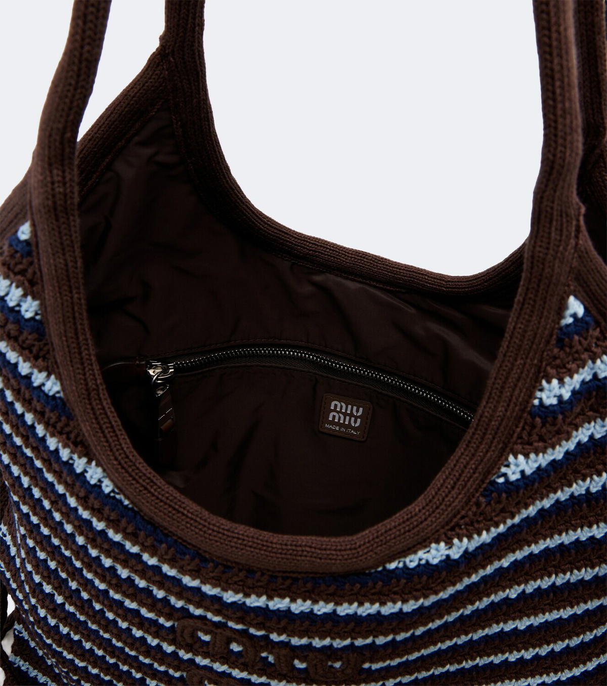Miu Miu Ivy crochet striped tote bag