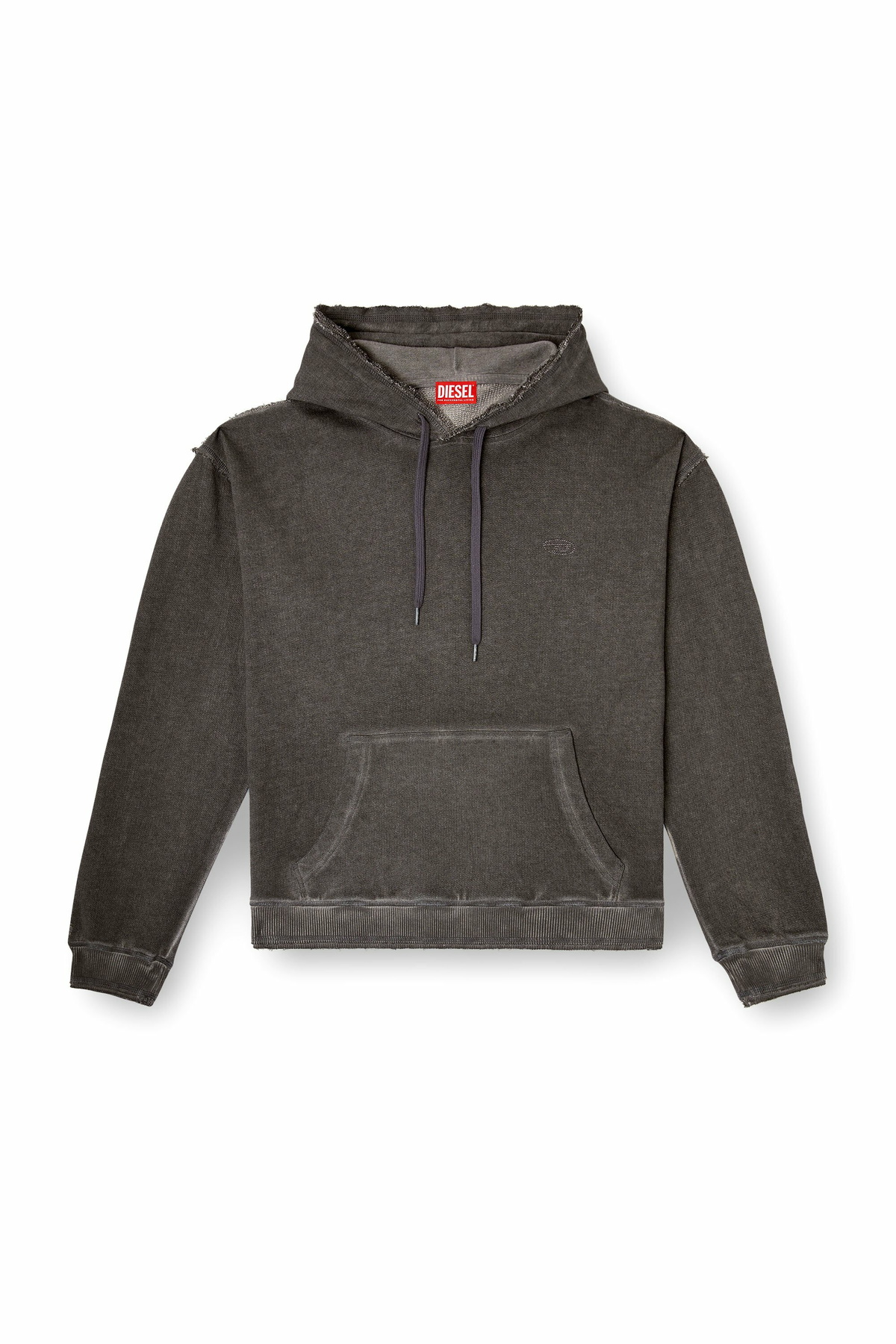 Diesel Hoodie with print and studs - Sweaters Mens in Grey