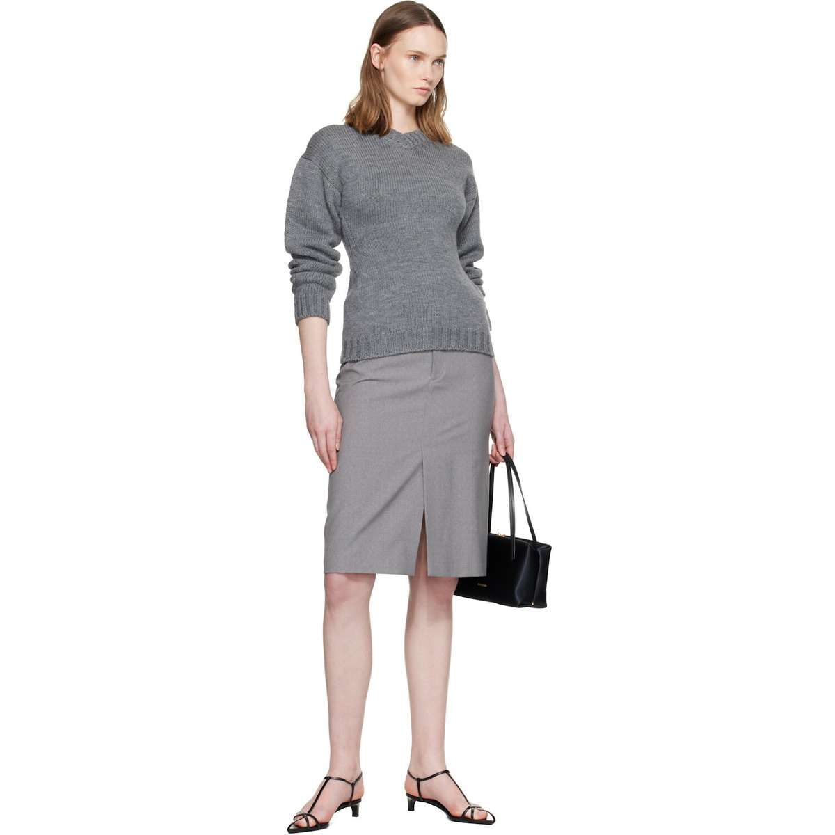 Jil Sander Gray Hourglass Wool Sweater