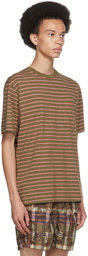 BEAMS PLUS Khaki Striped Nep Border T-Shirt