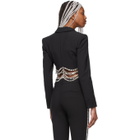 AREA Black Crystal Baguette Cropped Blazer