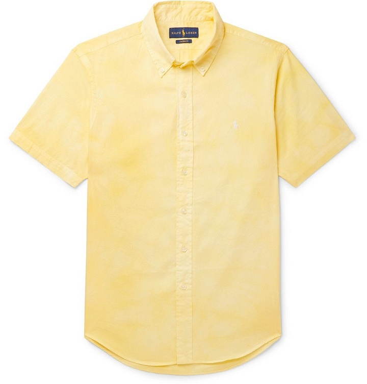 Photo: Polo Ralph Lauren - Slim-Fit Button-Down Collar Tie-Dyed Cotton-Poplin Shirt - Yellow