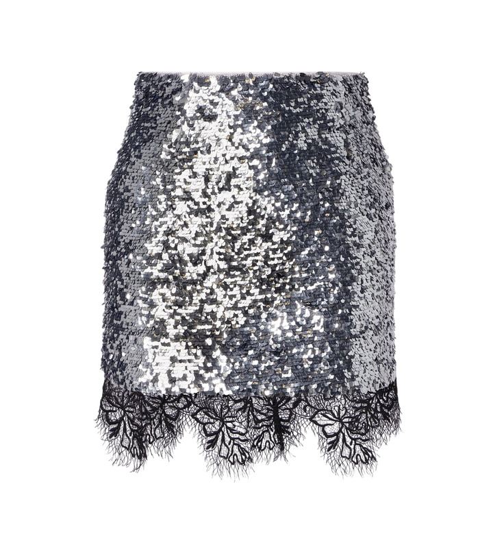 Photo: Jacques Wei Lace-trimmed sequined miniskirt