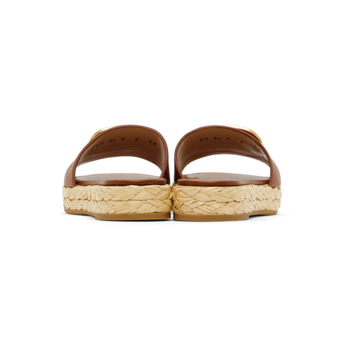 Valentino Brown Valentino Garavani VLogo Slide Espadrilles