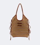 Miu Miu Ivy crochet striped tote bag