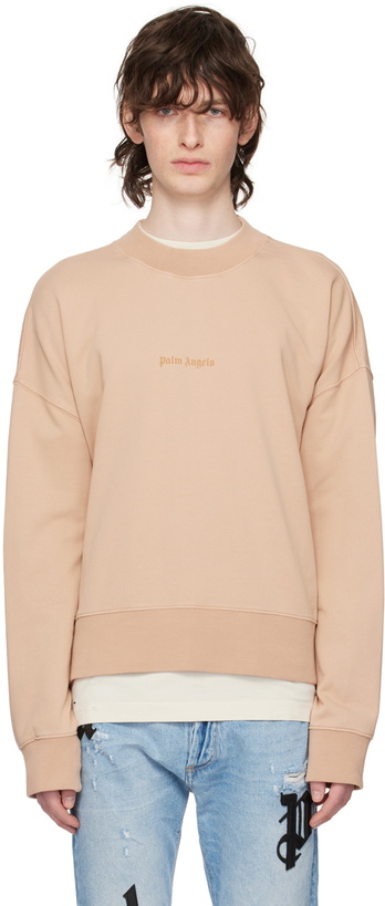 Photo: Palm Angels Beige Garment-Dyed Sweatshirt