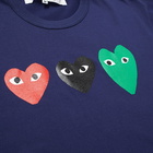 Comme des Garçons Play Men's Triple Heart T-Shirt in Navy