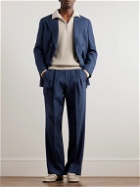 UMIT BENAN B - Straight-Leg Pleated Linen and Wool-Blend Trousers - Blue
