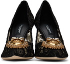 Dolce & Gabbana Black Taormina Devotion Heart Lace Pumps