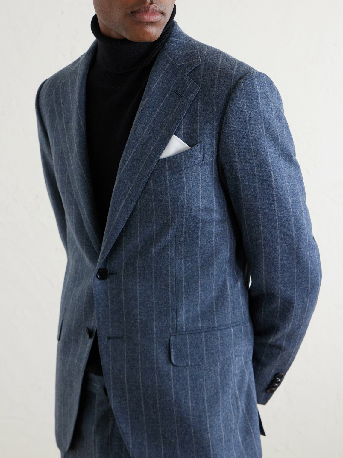 Caruso - Norma Pinstripe Wool and Cashmere-Blend Suit Jacket - Blue