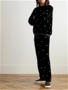 WTAPS - Straight-Leg Embroidered Velour Trousers - Black