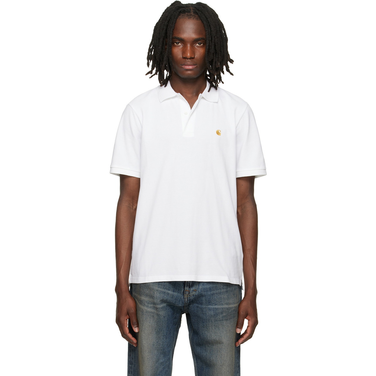 Carhartt Work In Progress White Chase Pique Polo