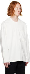 Solid Homme White Patch Pocket Long Sleeve T-Shirt