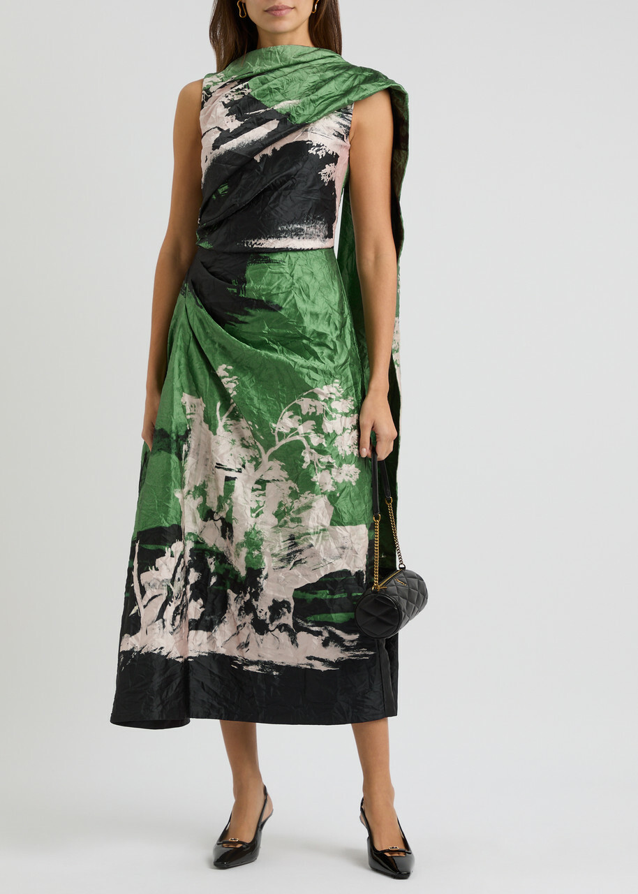 Erdem Printed Scarf-effect Satin Midi Dress Multi Print Erdem Erdem Printed Scarf-effect Satin Midi Dress Multi Print Erdem