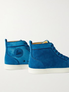 Christian Louboutin - Louis Orlato Grosgrain-Trimmed Suede High-Top Sneakers - Blue