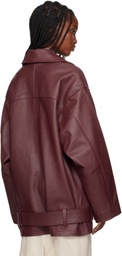 REMAIN Birger Christensen Burgundy Oversize Leather Jacket