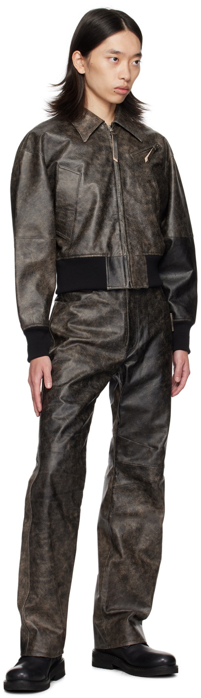 OUAT Brown Office Leather Pants