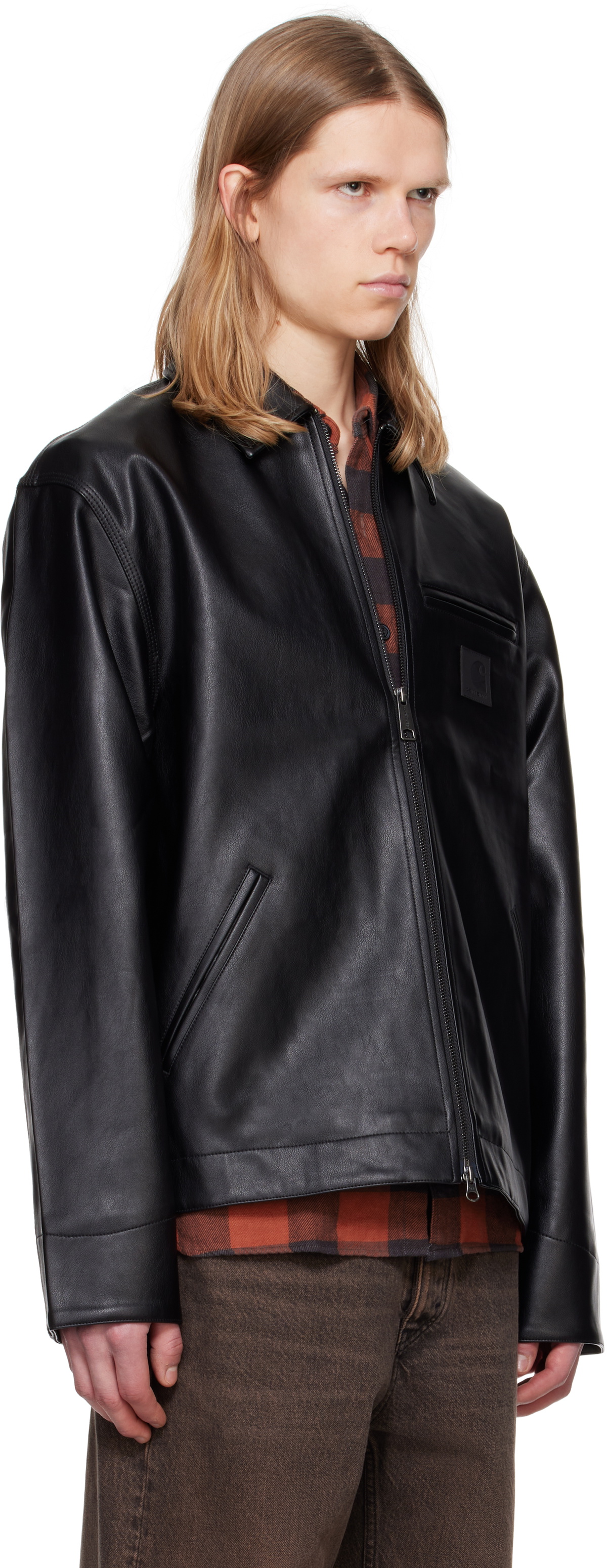 Carhartt Work In Progress Black Detroit Faux-Leather Jacket