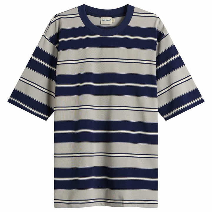Photo: Bound Men's Nautico Stripe T-Shirt in Blue Stripe