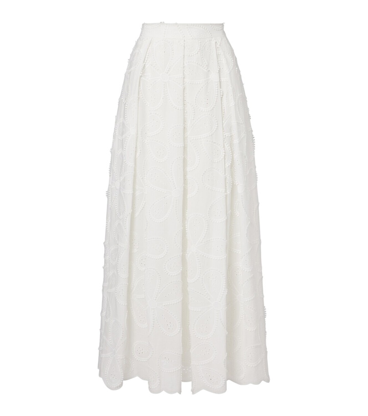Photo: Elie Saab Embroidered cotton-blend midi skirt