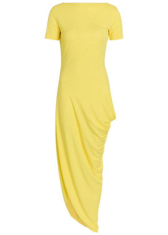 Photo: Jacquemus La Robe Sole Asymmetric Draped Crepe-jersey Maxi Dress Yellow
