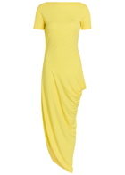 Jacquemus La Robe Sole Asymmetric Draped Crepe-jersey Maxi Dress Yellow
