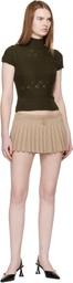 GUIZIO Khaki Vivienne Short Sleeve Cable Turtleneck