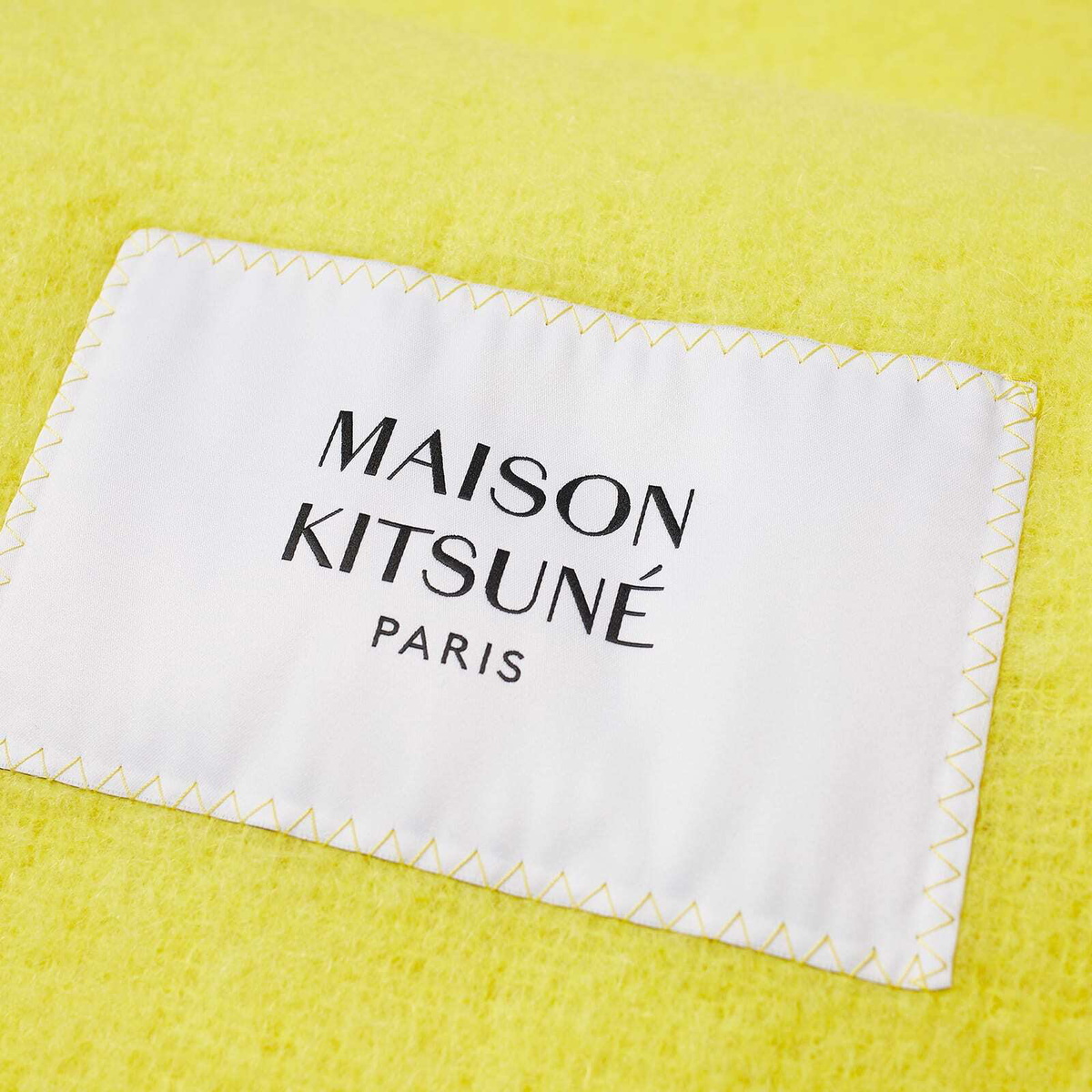 Maison Kitsuné Women's Baby Alpaca Plain Scarf in Lemon