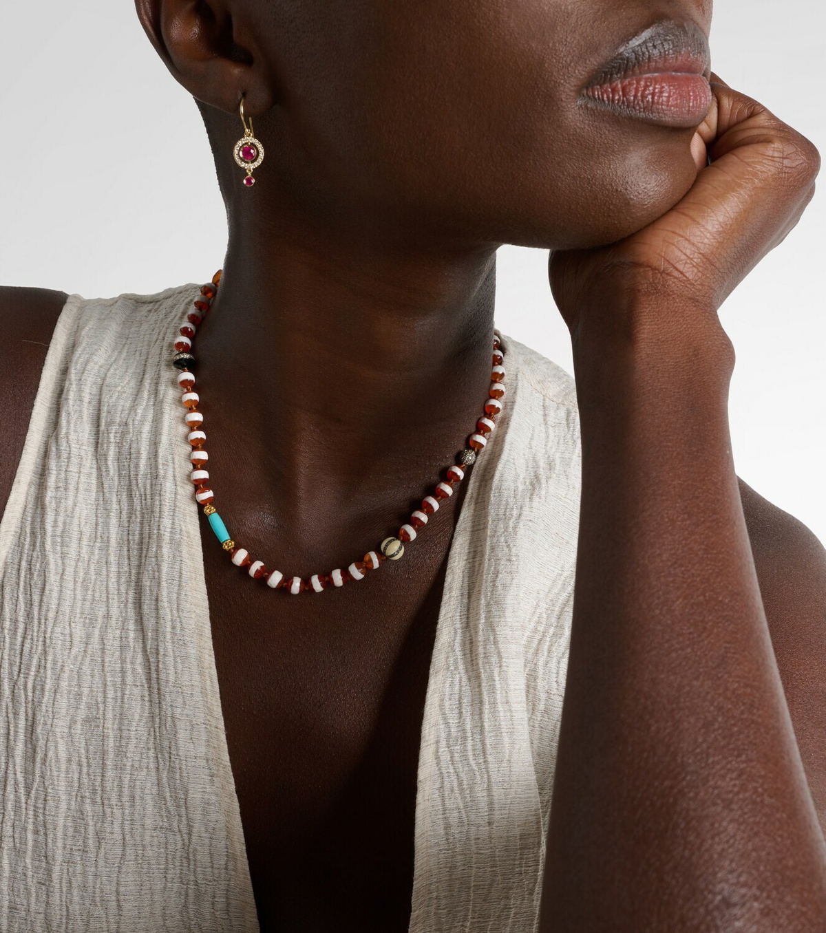 Ileana Makri Globetrotter beaded necklace with gemstones