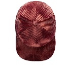 Brain Dead Bleached Cord Logo Head Cap in Burgundy