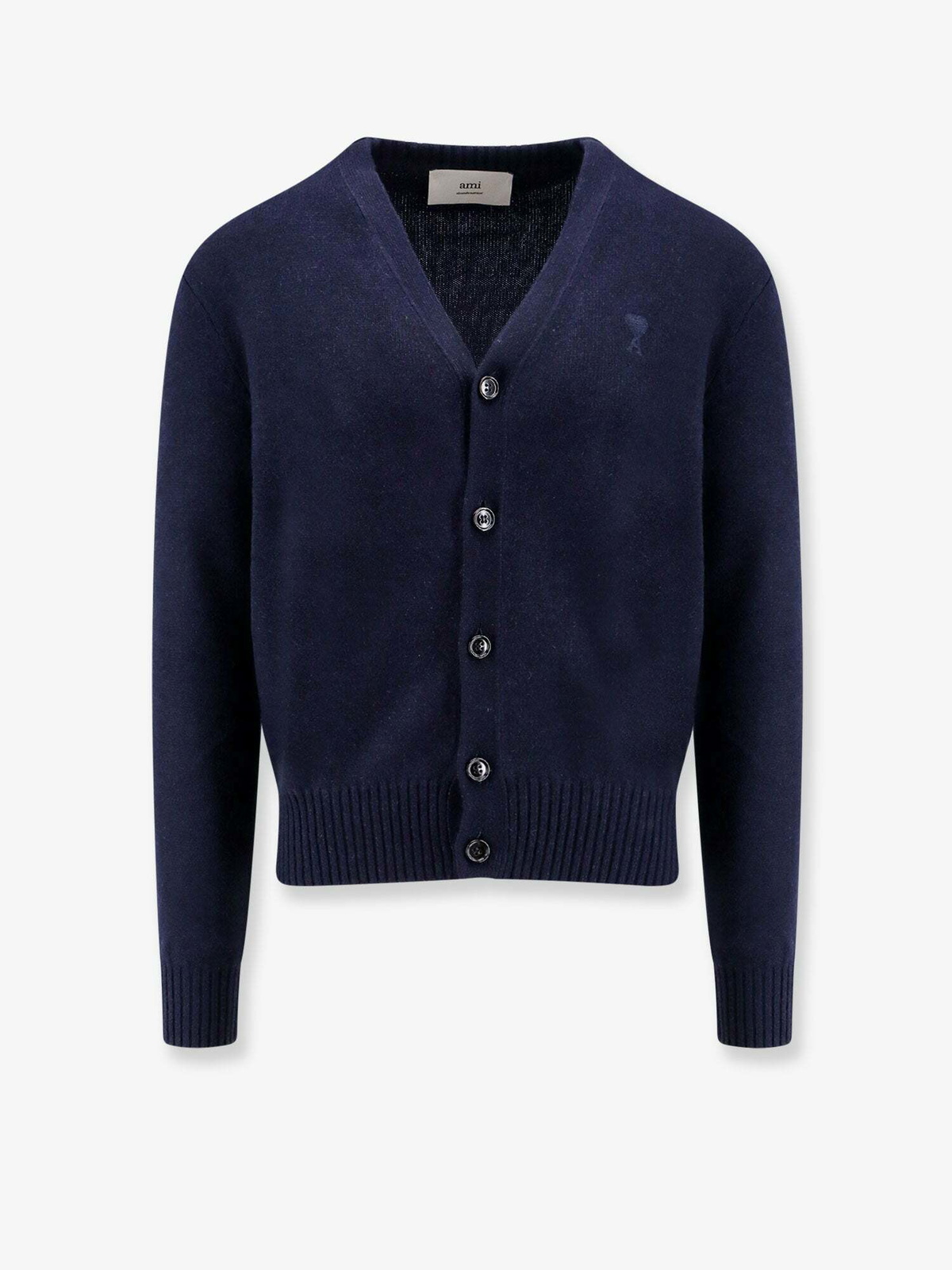 Ami Paris Cardigan Blue Mens Knitwear AMI