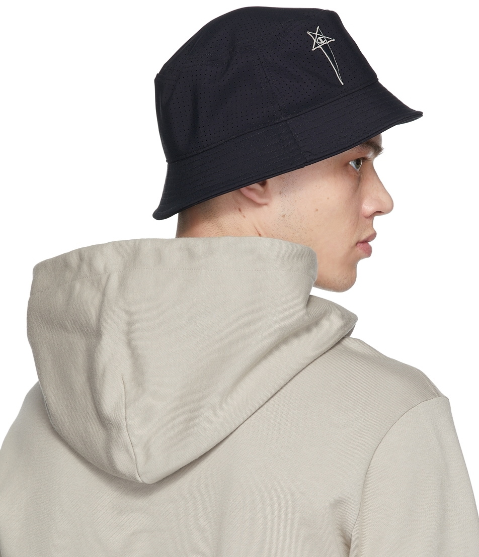 Rick Owens Black Champion Edition Perforated Gilligan Bucket Hat