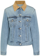 Rohe Suede Collar Denim Jacket Light Blue