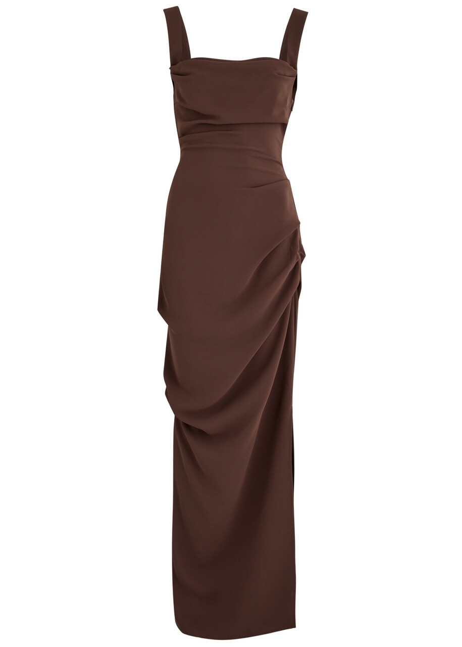Paris Georgia Raf Gathered Maxi Dress Brown