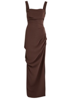 Paris Georgia Raf Gathered Maxi Dress Brown