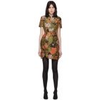 Richard Quinn Brown Floral and Crystal Short Dress