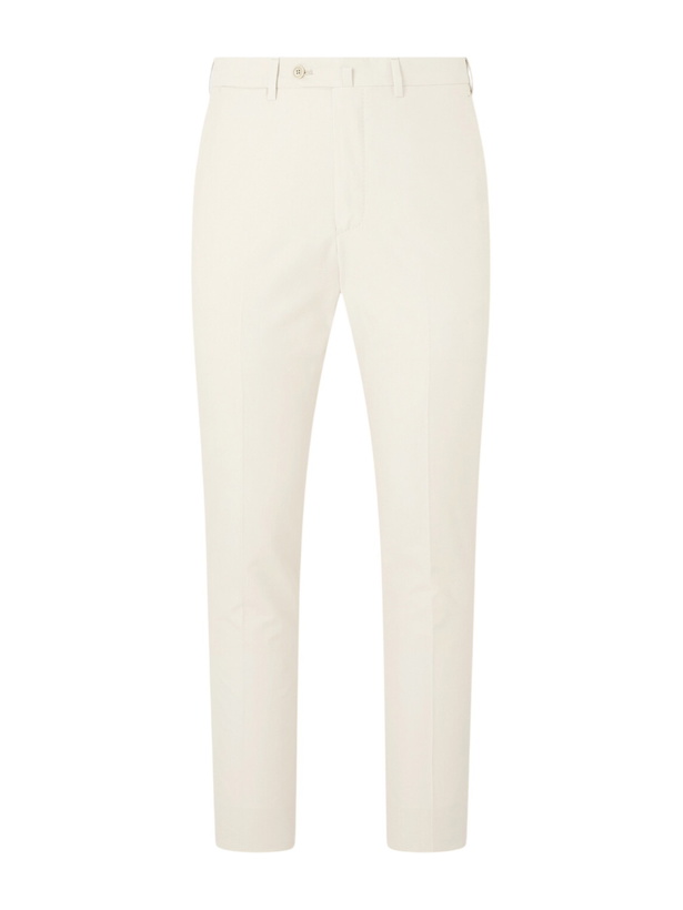 Photo: De Petrillo - Tapered Cotton and Silk-Blend Twill Trousers - Neutrals