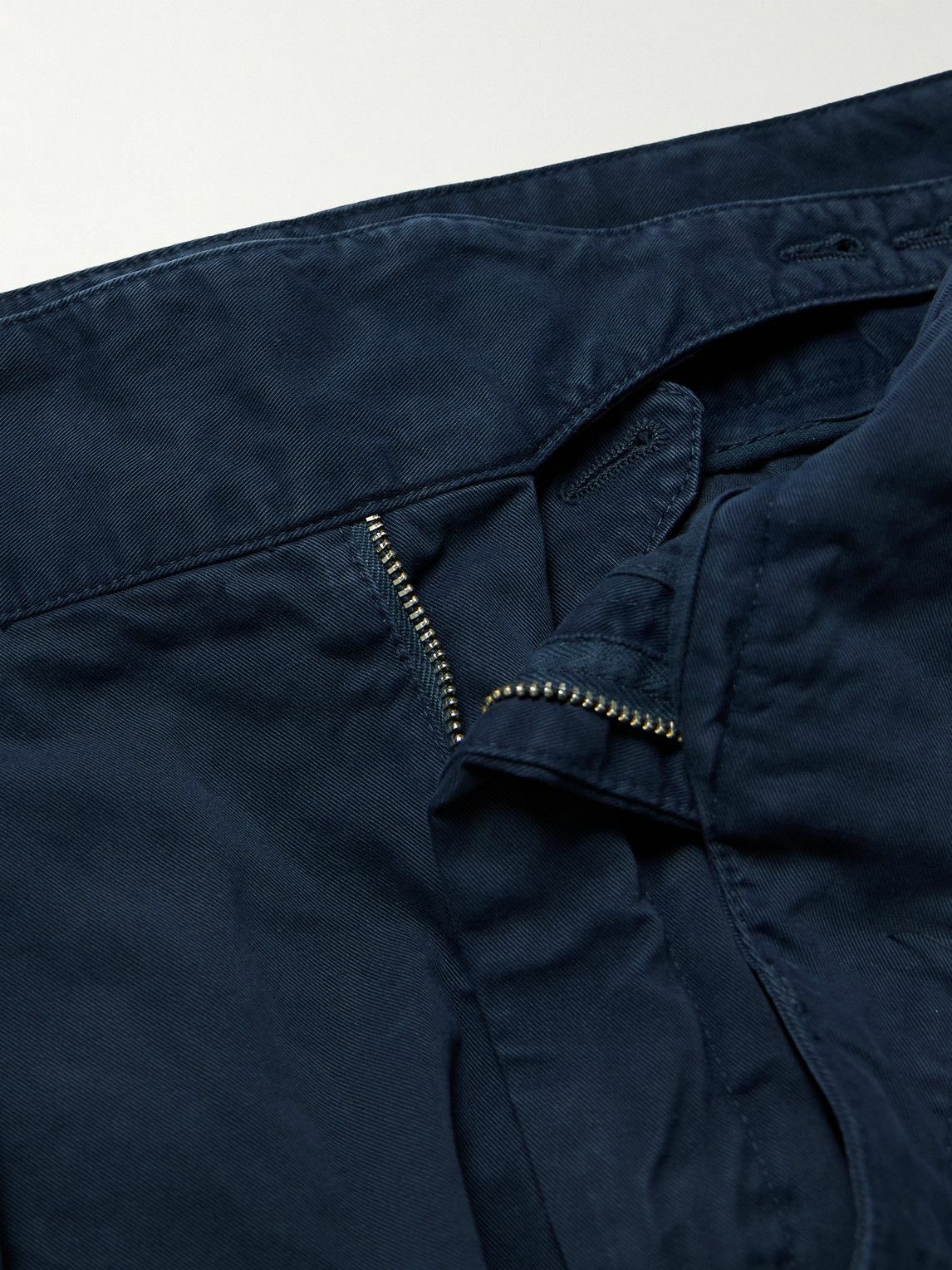 Rubinacci - Manny Straight-Leg Pleated Cotton-Twill Trousers - Blue