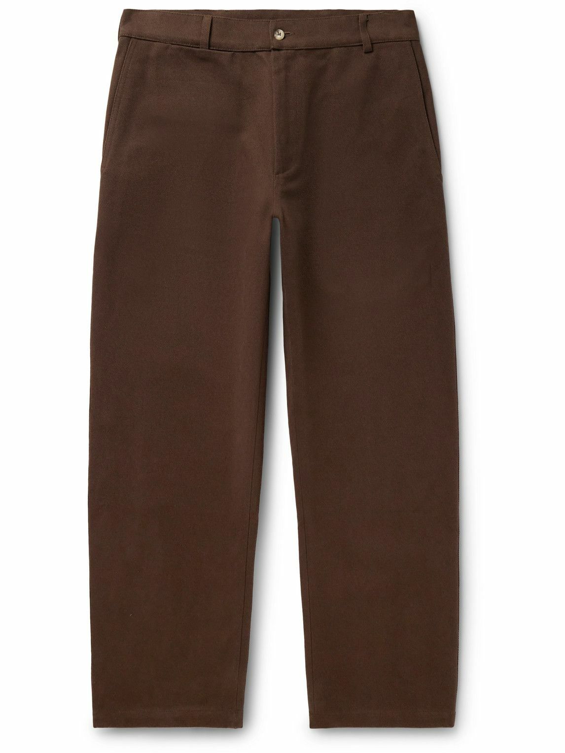 De Bonne Facture - Balloon Straight-Leg Cotton-Drill Trousers - Brown ...